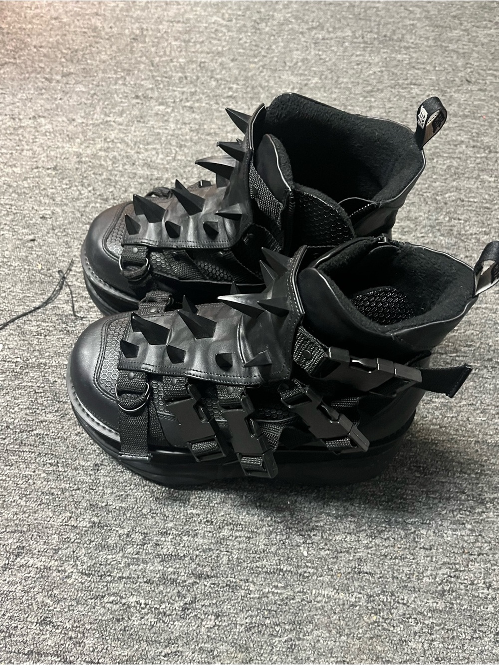 Demonia Black Spike Strap Platform Boots